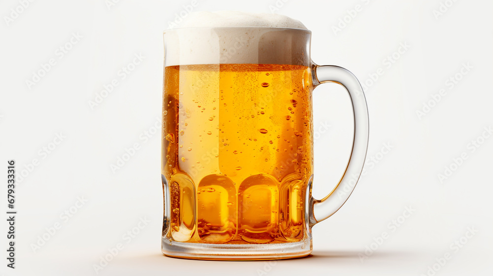 Glass Beer mug filled with beer on white background Glass Beer mug filled with beer on white background