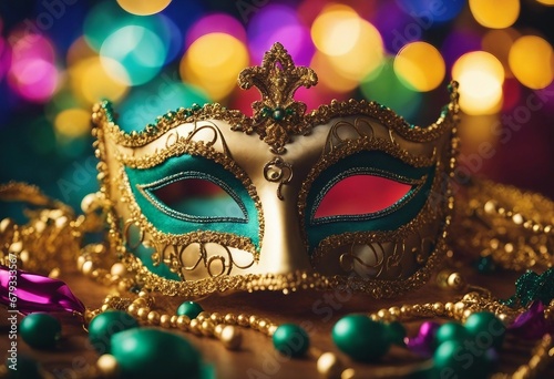 Colorful gold and green mask for carnival and festival