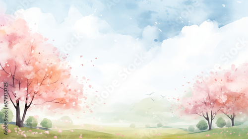 Watercolor Springtime Background Image, Backdrop Art For Spring Presentation, Minimalist Simple Background Watercolor Painting
