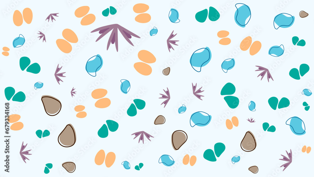 Fototapeta premium SEAMLESS HAND DRAWN DOODLE BLOB SHAPES PATTERN TEXTURE COLORFUL TEMPLATE ABSTRACT BACKGROUND TRENDY DESIGN VECTOR