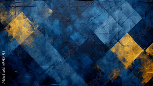 Checkered Texture Watercolor Style Blue and Yellow Background Design