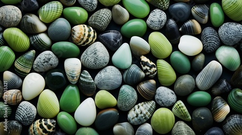 background of many shells and stones.
