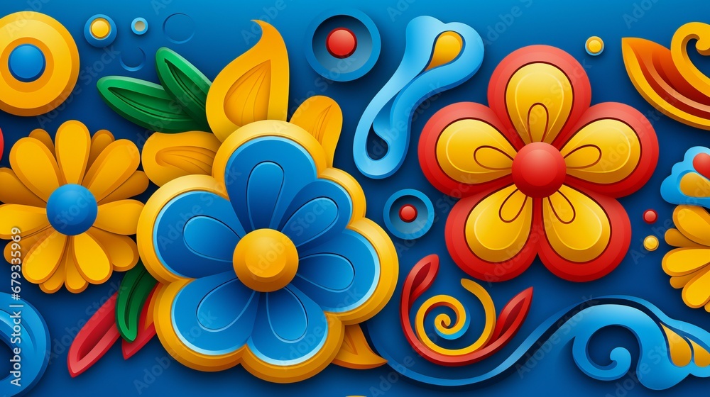 Vibrant Paper Craft Floral Composition in Vivid Blue and Yellow Hues Vibrant Paper Craft Floral Composition in Vivid Blue and Yellow Hues
