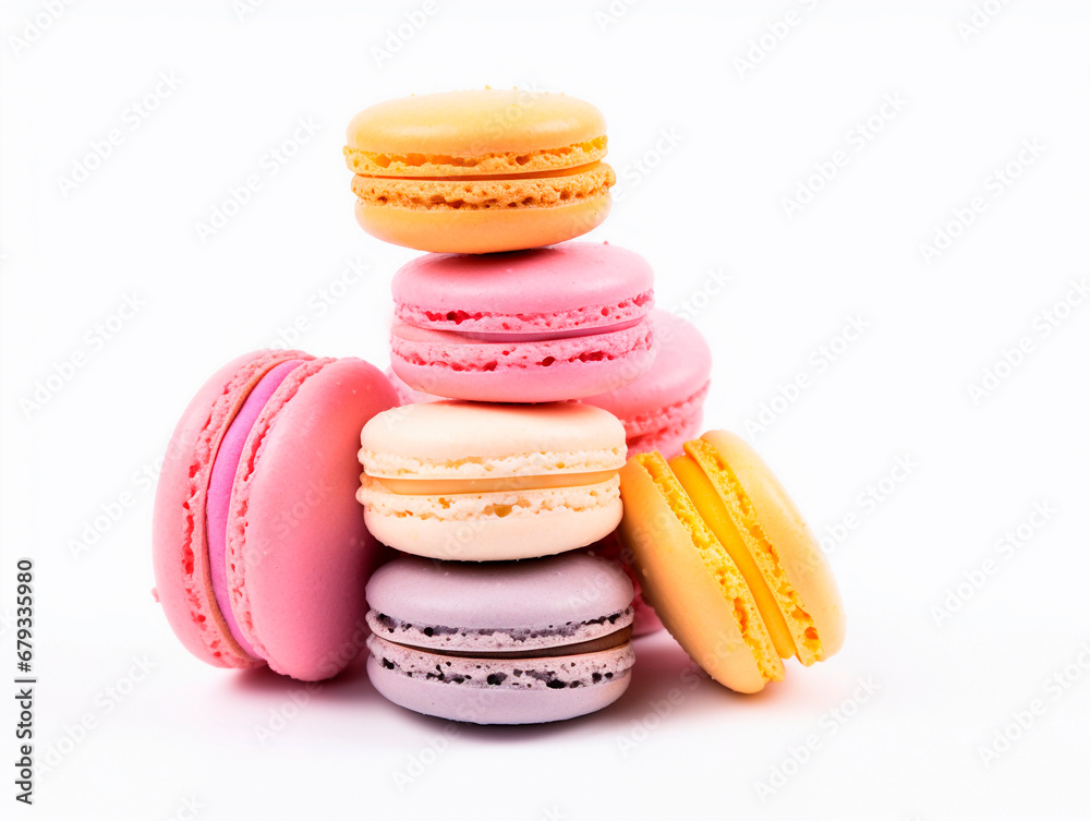 Colorful macaroons on white background. Sweet macaroon. Colorful macaroons on white background. Sweet macaroon.