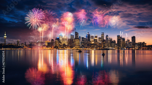 Fireworks Fiesta: Stunning City Skyline Showcase