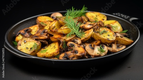 fried potatoes with mushrooms.