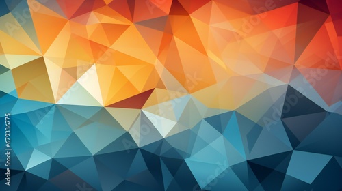 Warm to Cool Transition in Abstract Polygonal Background Reflecting a Low Poly Design Aesthetic