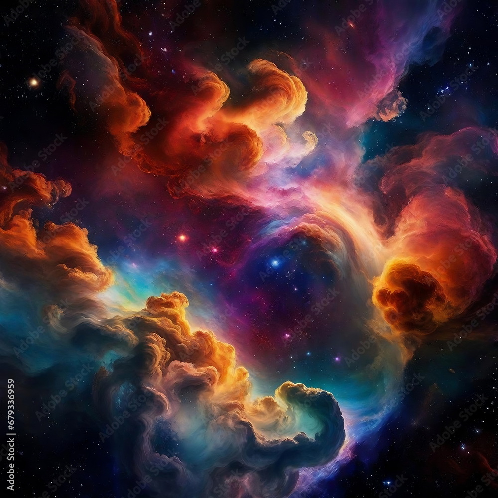 Celestial Symphony, A Dance of Colors in the Galactic Nebula Celestial Symphony, A Dance of Colors in the Galactic Nebula