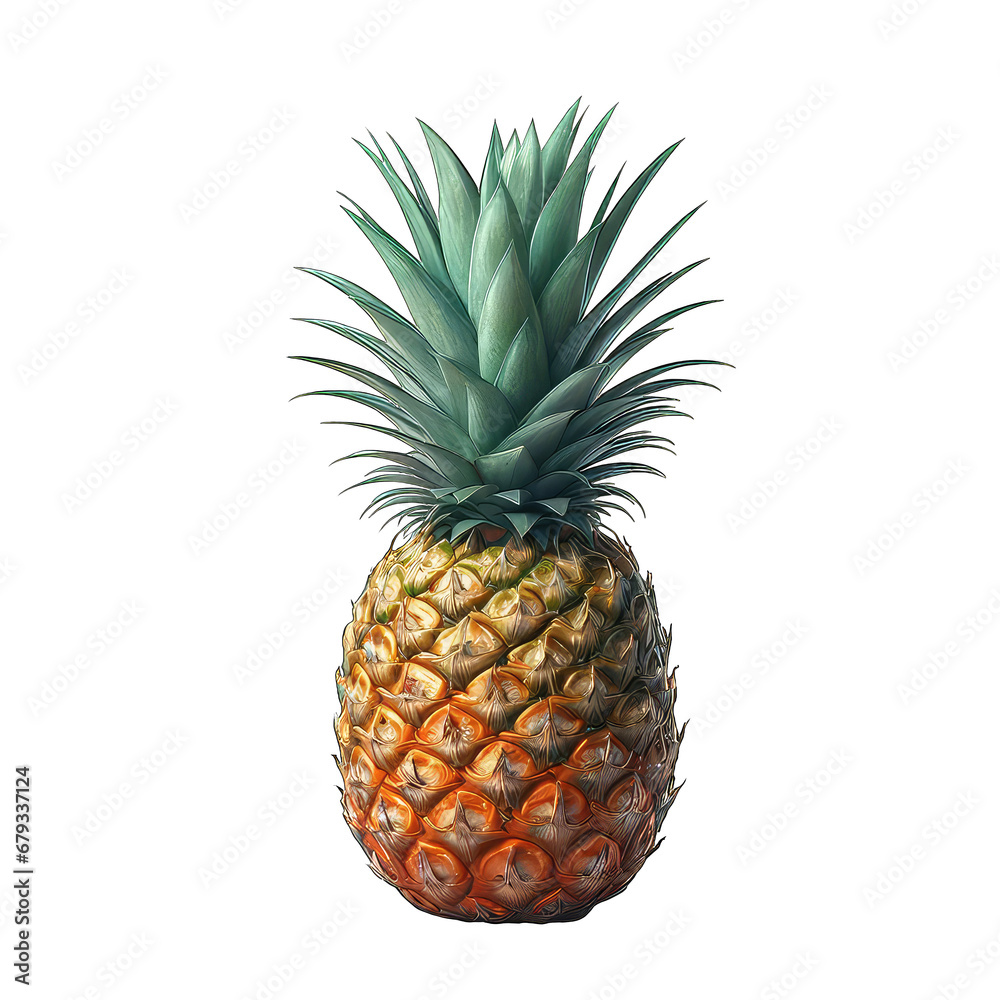 Pineapple Paradise: Tropical Treasure on Transparent Background, GENERATIVE AI Pineapple Paradise: Tropical Treasure on Transparent Background, GENERATIVE AI