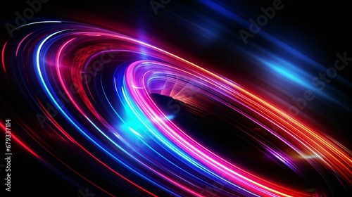 Cosmic Dance of Light Trails in Vivid Red and Blue Against the Dark Universe