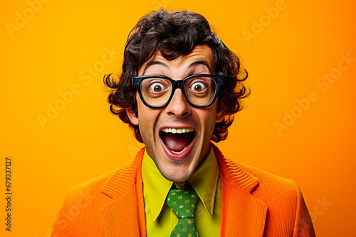 Homme ridicule avec  des lunettes souriant © Concept Photo Studio