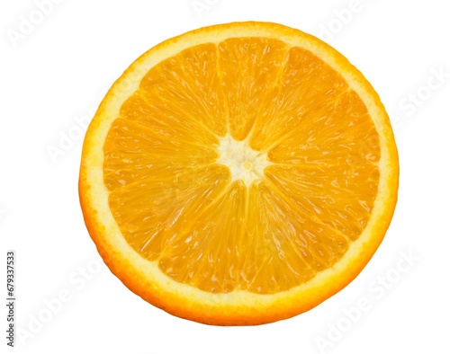 Round slice of juicy orange isolated