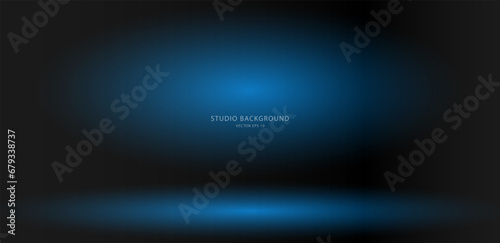 Blank black and blue background for presentations of cosmetic products for sale online. Studio background. Vector EPS.