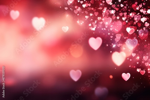 Valentine's day background with colored hearts. Copy space.