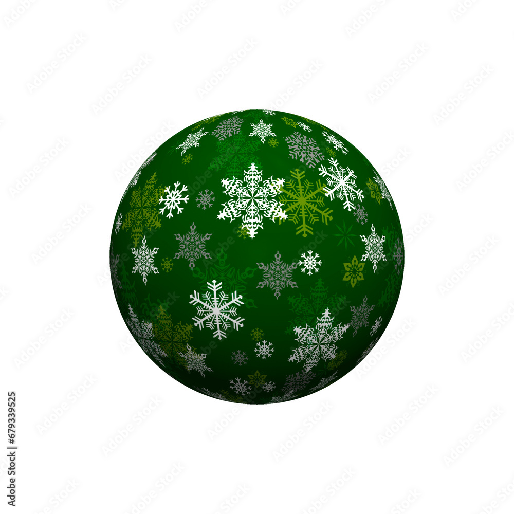 Winter ball with snowflakes on a white background. 3D. Winter ball with snowflakes on a white background. 3D.