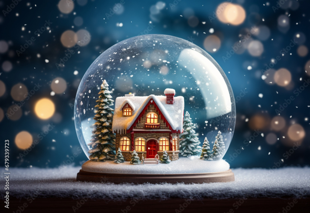 christmas tree in a snow generating by AI technology