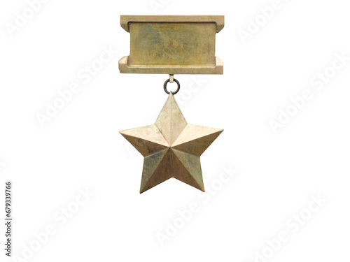 Gold Star on white background. The military order. Eternal Flame Monument. Victory Day in World War II.