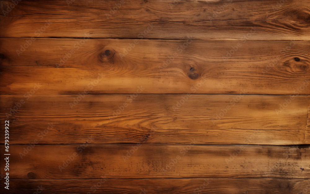 Naklejka premium Warm Wooden Planks: Textured Background for Rustic Charm. Rich Brown Wood Plank Texture. Surface of an Old Brown Wood Texture. Old Textured Wooden Background. Top view. 
