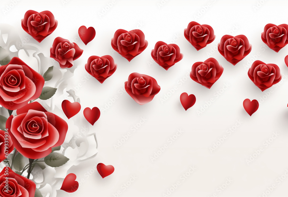 red rose petals on white background generating by AI technology red rose petals on white background generating by AI technology