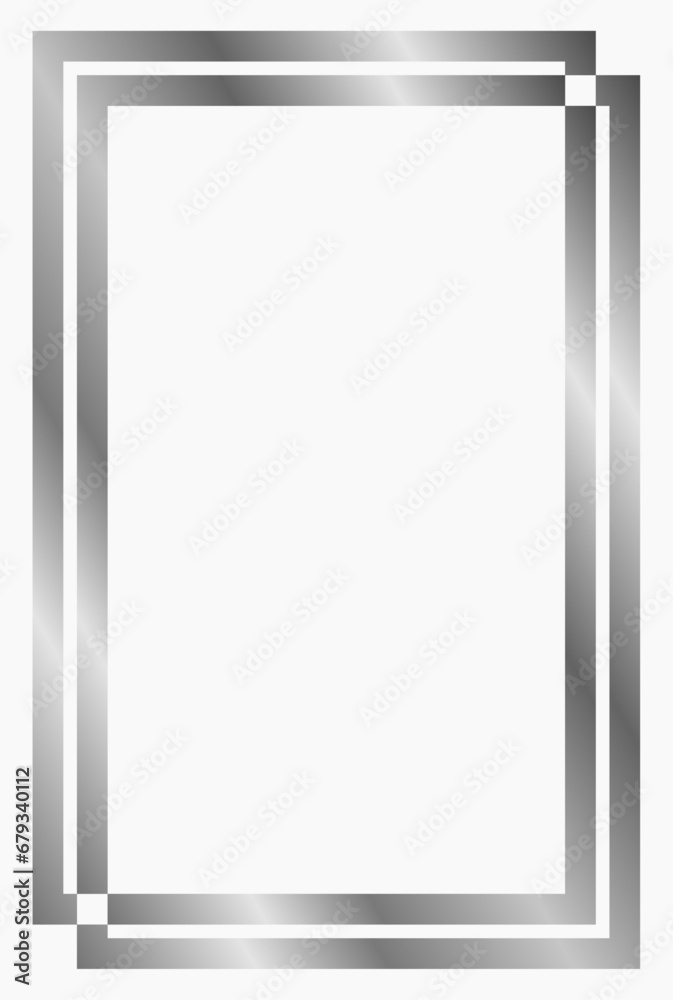 Silver metal frame isolated on white. Vector frame for text, photo, certificate, pictures, diploma