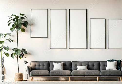 Photo of paintings hanging on a white wall. photo