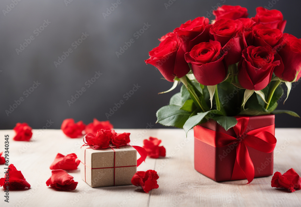red rose and gift box generating by AI technology