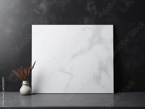 Minimalistic Mockup: Dark Wall on Marble Background for Product Display