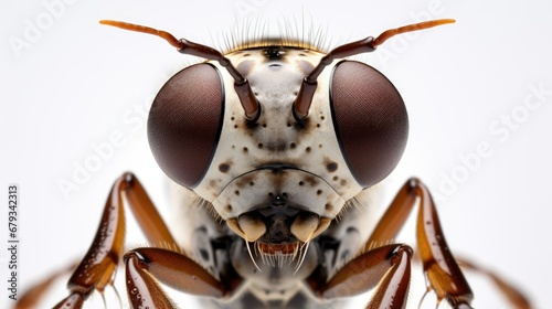 Microscopic View of Intricate Insect Eyes on a Pristine Background photo