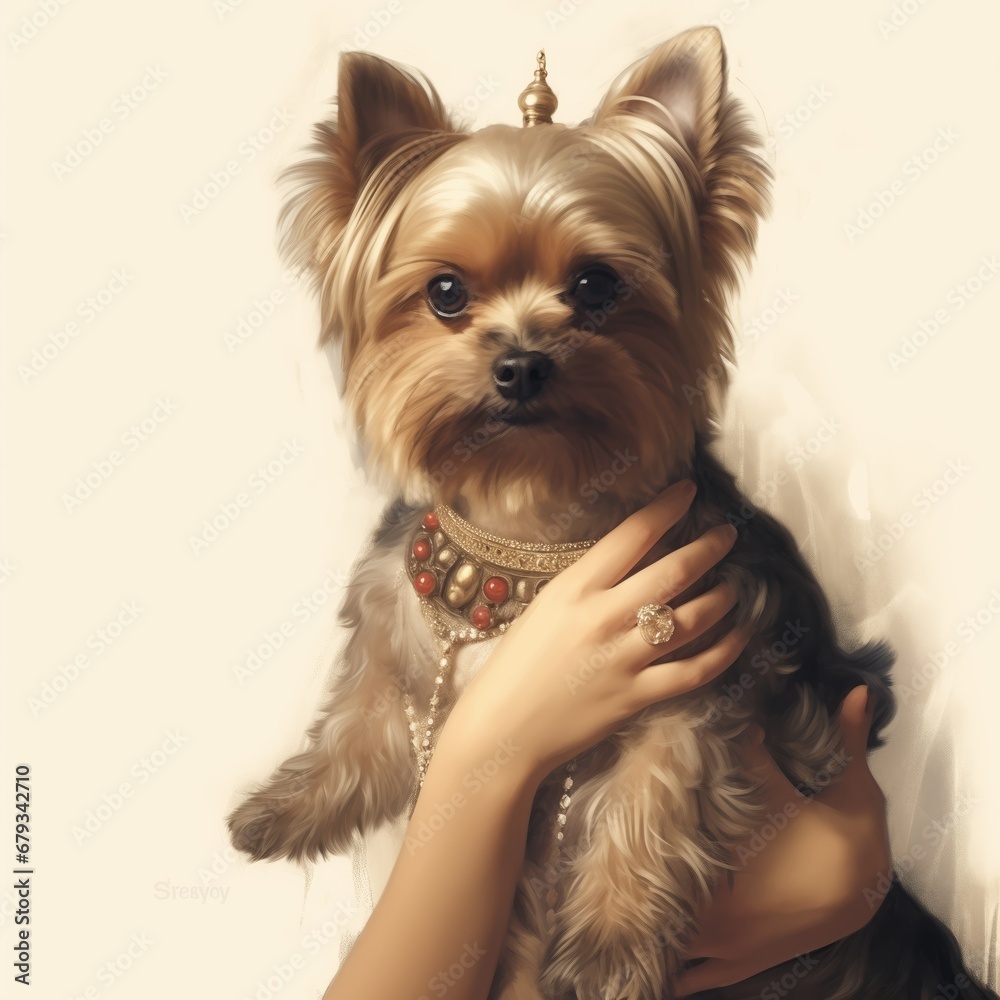 Regal Elegance: A Young Queen and Her Beloved Yorkshire Terrier Regal Elegance: A Young Queen and Her Beloved Yorkshire Terrier