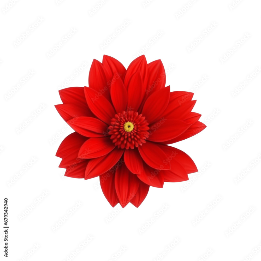 red dahlia flower on transparent background PNG image