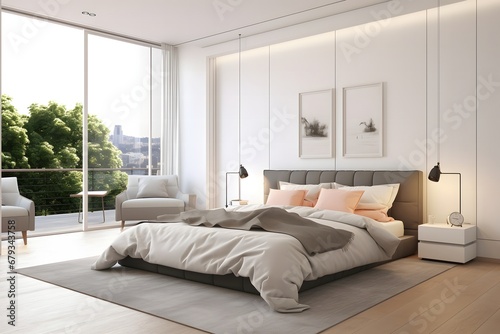 new new modern bedroom in a apartment. 3d rendering.modern bedroom in a apartment. 3d rendering.