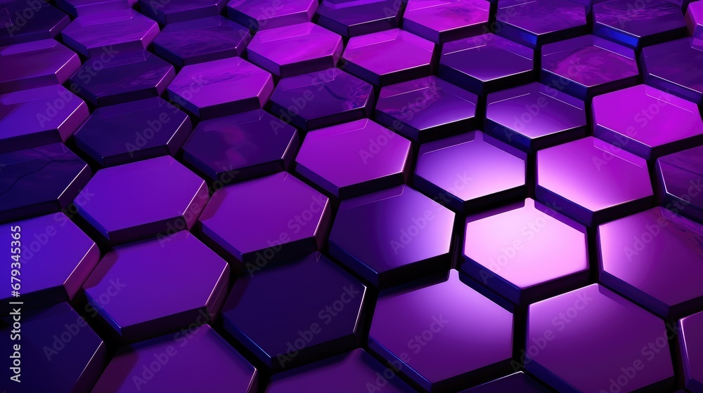 bstract 3D hexagons in purple, a visual delight. bstract 3D hexagons in purple, a visual delight.
