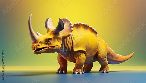 triceratops dinosaur on bright background 3d illustion