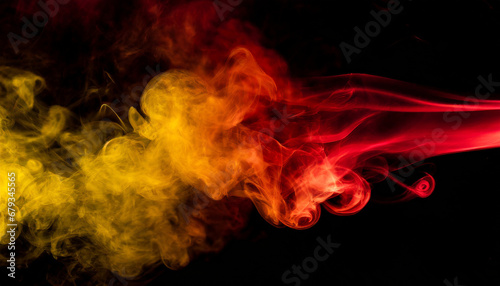 abstract red and yellow smoke overlay on black background