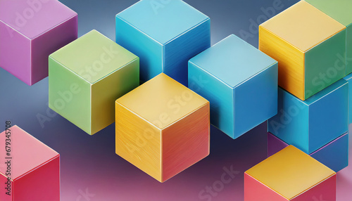 colorfull cubes as abstract 3d geometry background illustration generative ai