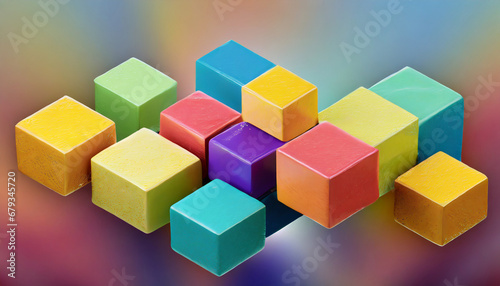 colorfull cubes as abstract 3d geometry background illustration generative ai