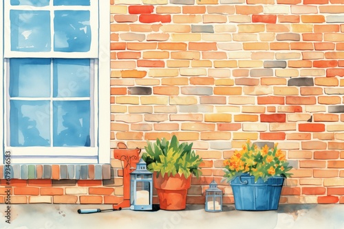 close-up of cape cod brick wall texture, magazine style illustration © studioworkstock