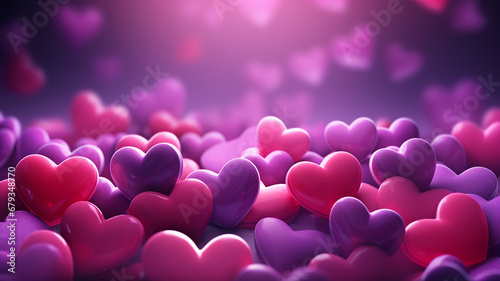 Valentines Day background with hearts, AI Generative.
