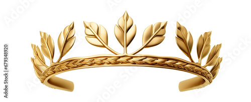 Golden olive crown (wreath), cut out photo