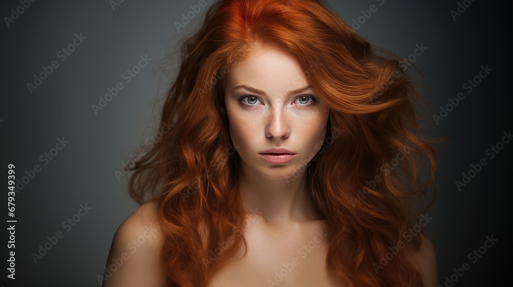 studio portrait of a red-haired model expressing attitude. studio portrait of a red-haired model expressing attitude.