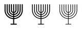 Jewish Candles line icon set. Menorah outline symbol. Jewish candelabrum sign. Hanukkah candles icon for UI designs.