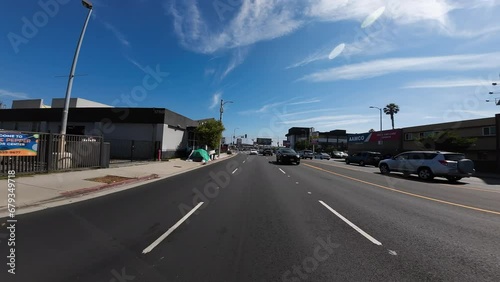 Los Angeles La Cienega Blvd Northbound Venice to Pico 03 Rear View Driving Plate California USA Ultra Wide photo