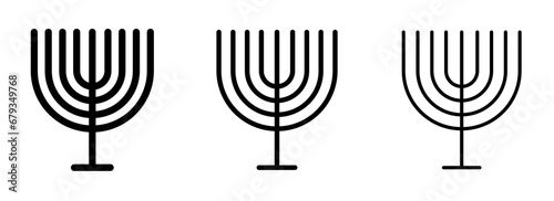 Jewish Candles line icon set. Menorah outline symbol. Jewish candelabrum sign. Hanukkah candles icon for UI designs. photo