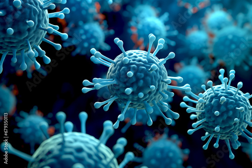 Image of Flu virus cell, close up image of virus cell.
