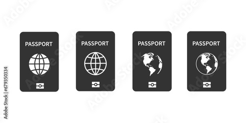 Pasport icon. Indentification document set vector ilustration.