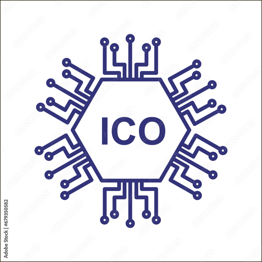 Ico token icon outline on white. Ico token icon outline on white.
