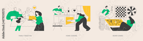 Gathering together abstract concept vector illustrations.