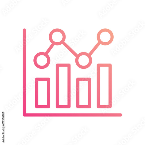 Line Graph icon isolate white background vector stock illustration