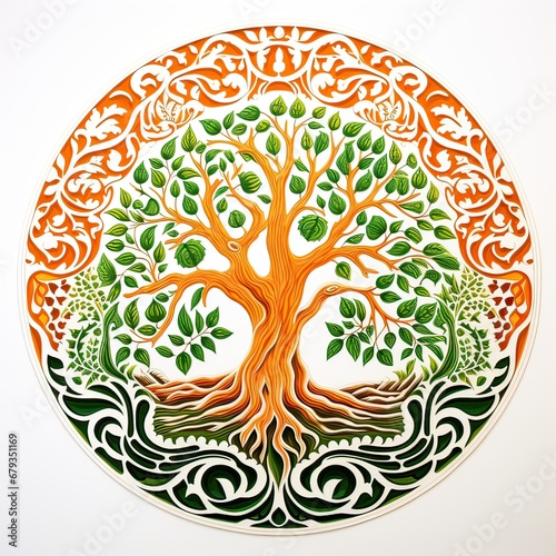 Tree of Life in Indian Republic Day Hues