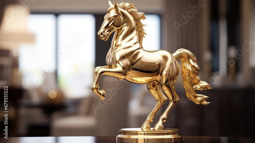 golden horse statuette, a symbol of elegance.